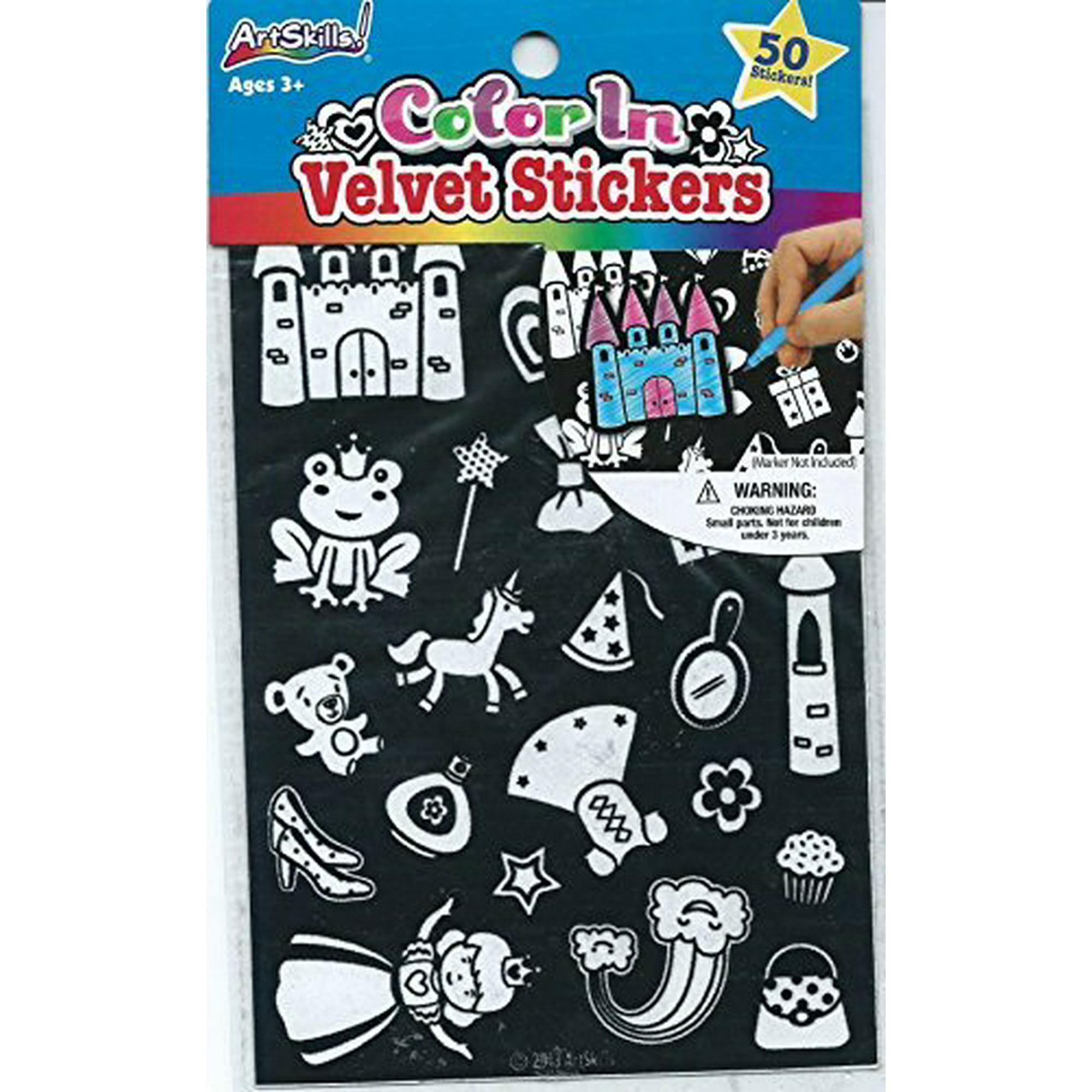 1 pack of 2 sheets 50 total stickers ArtSkills Color In Velvet Fairy Tale Princess Castle Stickers 